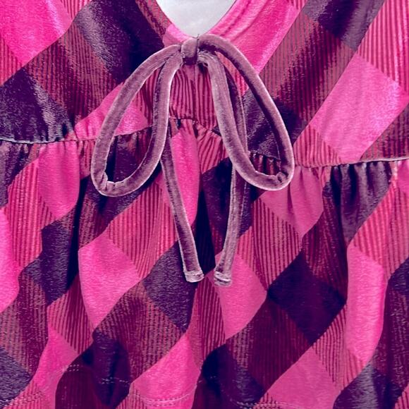 $78 NWT ANTHROPOLOGIE MAEVE velvet babydoll top pink plaid S - Picture 6 of 13